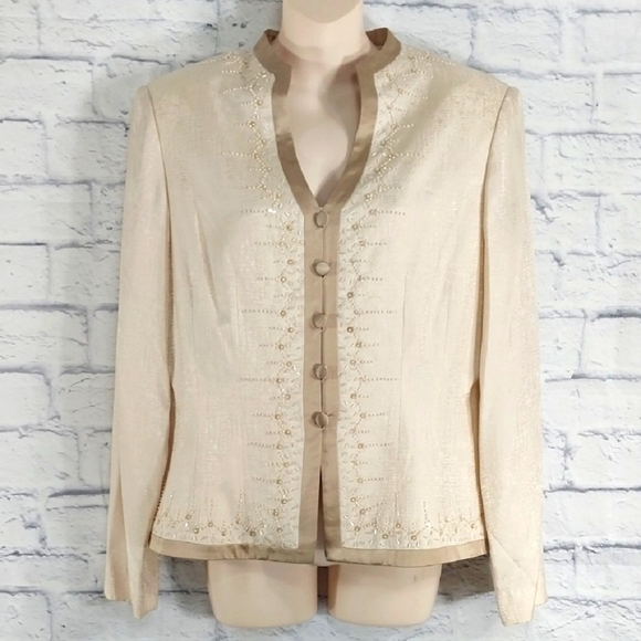 Adrianna Papell Silk Jacket w Beading Sz 12 - Picture 1 of 6